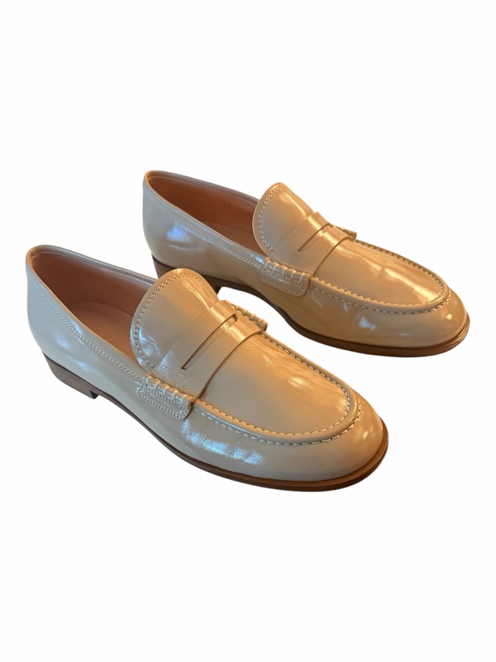 Gianvito Rossi Georgie Nuit Patent Leather Loafers Sand Size 39 NIB